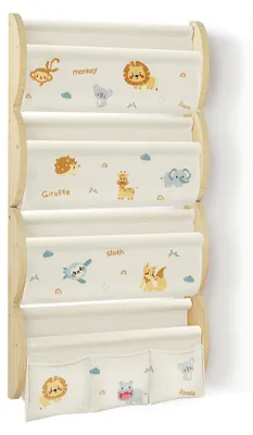 Image de Bibliothèque Montessori pour enfants, avec 4 étagères et 3 compartiments