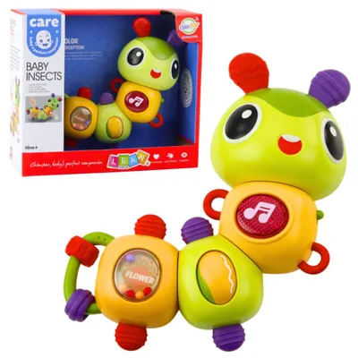 Obrázek produktu pro Interaktivní senzorické chrastítko Housenka Hudební chrastítko otáčející se o 360°