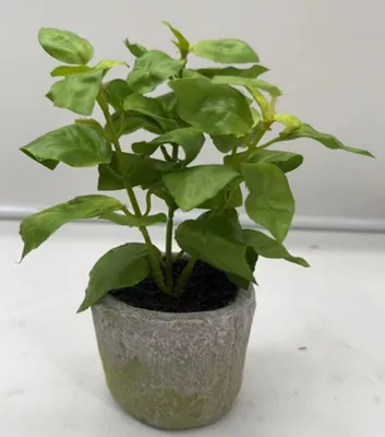 Produktbild von artplants.de Deko Basilikum POLINDA im Dekotopf, grün, 26cm - Künstliches Kraut