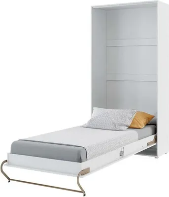 Obrázek produktu pro Nábytek24 Skříňová postel Concept PRO Vertical, nástěnná sklápěcí postel, skříňová postel, nástěnná postel, skříň s integrovanou sklápěcí postelí, funkční postel 90 x 200 cm, bílá, vertikální