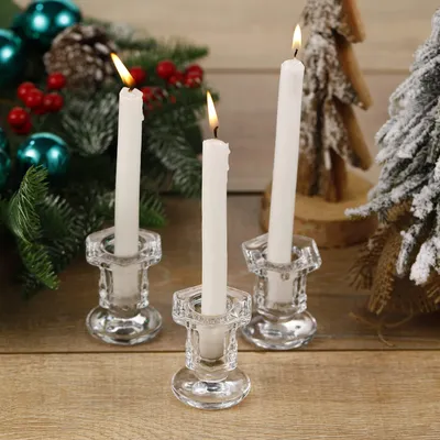 Imagen del producto de Juego de 12 portavelas de cristal, cónicos, transparentes, para bodas y decoración