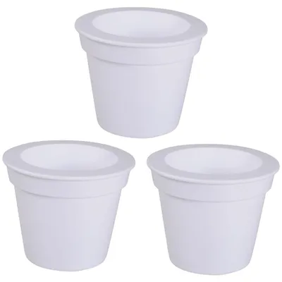 Produktbild von 3er Set LED Solarleuchte, Blumentopf, weiß-satiniert, 17 cm