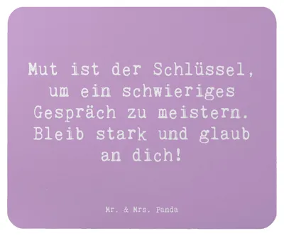 Produktbild von Mr. & Mrs. Panda Mousepad Spruch Ein schwieriges Gespräch führen - Lavendeltraum - Geschenk, persönliche Stärkung, mauspad laptop, herausfordernde Gespräche, Zuversicht
