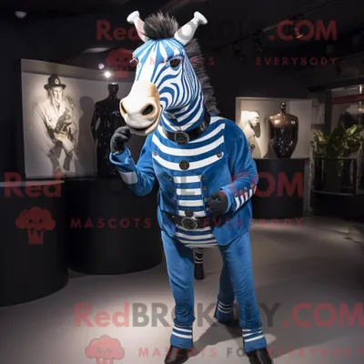 Produktbild von Blaues REDBROKOLY Zebra-Maskottchenkostüm mit Weste und Gürtel