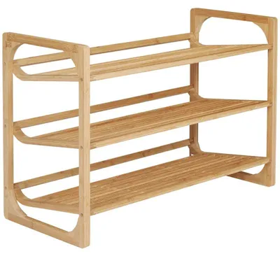 Image de Étagère à chaussures en bambou pour 9 paires de chaussures | Couleur : naturel | Dimensions : 76 x 33 x 51 cm