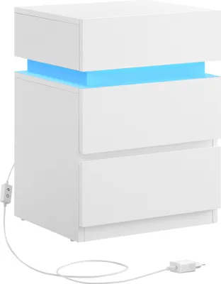 Produktbild von Biały stolik nocny z oświetleniem LED