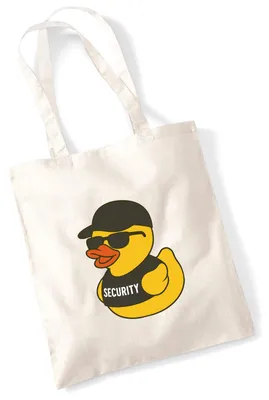 Produktbild von Huuraa Jutebeutel Quietscheente Security Comic Gummiente 10 Liter Natural Baumwolle Tasche Geschenkidee