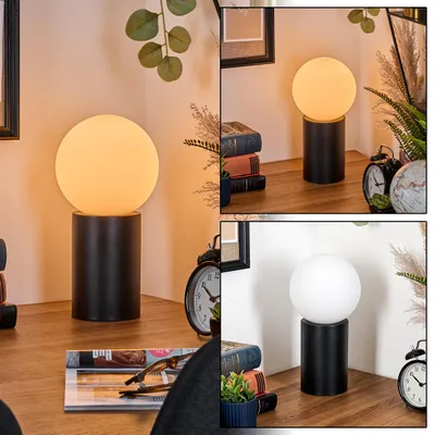 Produktbild von Fossobiubo Tischlampe aus Metall/Glas in Schwarz/Weiß/Milchglas