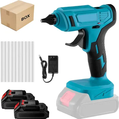 Image de Pistolet à colle sans fil 18 V - 100 W, chauffe rapidement - Sans fil - Buse en cuivre - 2 batteries incluses - Prise UE