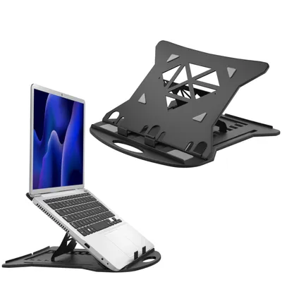 Produktbild von ACROPAQ - Laptopständer – Faltbarer und höhenverstellbarer Notebook Ständer, Laptop Halter, kompatibel mit MacBook, Dell, Lenovo, Samsung, Acer, Huawei MateBook - Schwarz, ALR003