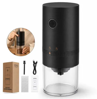 Produktbild von Kaffeebohnenmühle elektrisch mit Keramikmahlwerk, leise Kaffeemühle mit einstellbarem Mahlgrad für Espresso, Filterkaffee und French Press, USB Akku