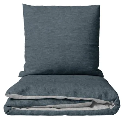 Produktbild von Bettwäsche Set Baumwolle Jersey 155x220 cm Anthrazit Hellgrau Melange mit Reißverschluss, 4 teilig