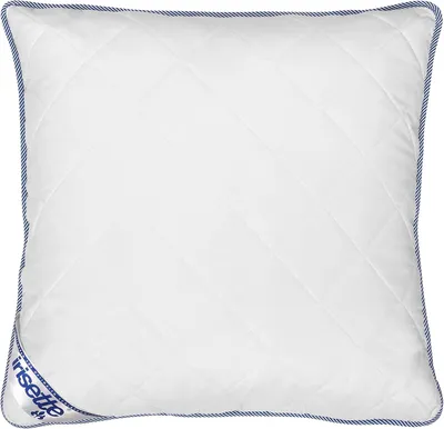 Produktbild von Body Contour Kopfkissen im 2er-Set, 80x80 cm, mit abnehmbarem Bezug aus Softer-Microfaser, bis 60°C waschbar, weiß/blau, und nach deutschem Qualitätsstandard produziert