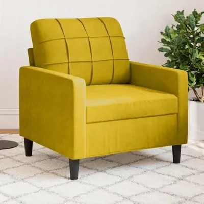 Zdjęcie produktu dla Żółty fotel obity welurem, wysokość 60 cm, waga 13,7 kg
