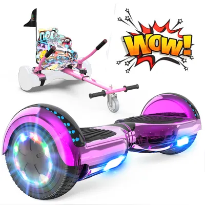 Produktbild von GeekMe Hoverboard mit Sitz Hoverboards 6.5 Zoll Hoverkart Selbstausgleichender Elektroroller Go-Kart mit Bluetooth-Lautsprecher LED-Leuchten Geschenk für Kinder Jugendliche Erwachsene