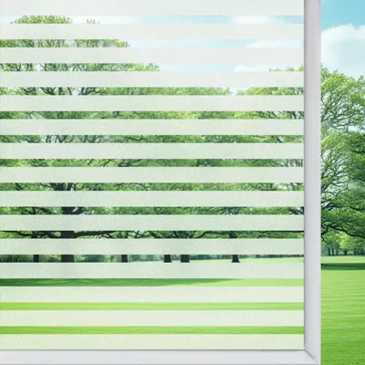 Productafbeelding van Raamfolie - Streepontwerp met melkglaslook - Privacyfolie voor glasoppervlakken - 44,3 x 200 cm