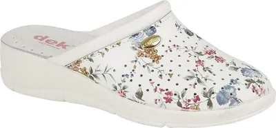 Produktbild von Dek - Damen Clogs, Floral, Leder DF4566 (37 EU) (Weiß)