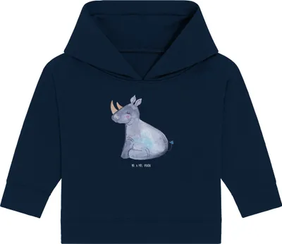 Produktbild von Mr. & Mrs. Panda Organic Baby Hoodie Einhorn Nashorn 24. - 36. Monat - French Navy - Geschenk, Kapuzensweatshirt, Zoo, Regenbogen, Unicorn, Lustig, Kapuzenshirt