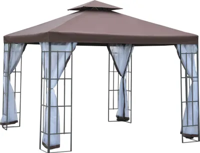 Image de Pavillon 2,97 x 2,97 m – Pavillon de jardin avec moustiquaires et parois latérales, tente de réception à double toit, tente de jardin et chapiteau