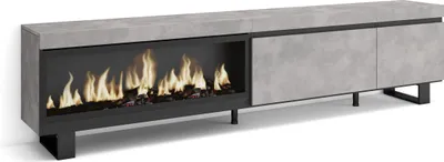 Produktbild von TV-Schrank, Lowboard, 237x35x57 cm, Für großformatiges TV, Elektrokamin XXL, Zementgrau