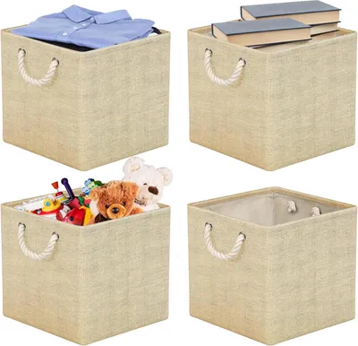 Produktbild von Aufbewahrungsbox 30x30cm Stoff beige 4-teilig Faltschrank