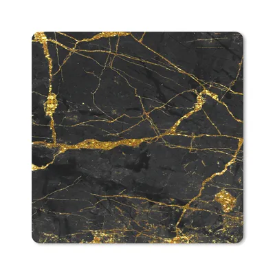 Obrázek produktu pro Podložka pod myš - Mramor - Zlatá - Černá - Mramorový vzhled - Luxe - Třpytky - 30x30cm - Podložka pod myš