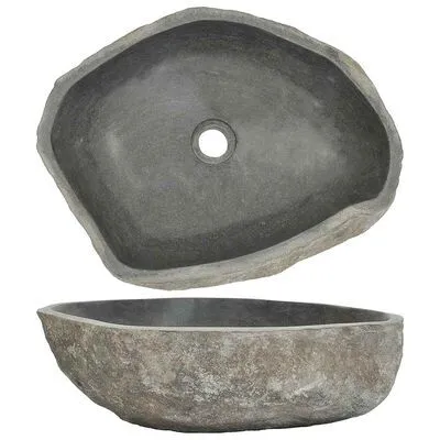 Produktbild von ZMH Waschbecken Natürliches Flussstein Aufsatzwaschbecken Hängewaschbecken Oval (45-53)x(34-41) cm für badzimmer