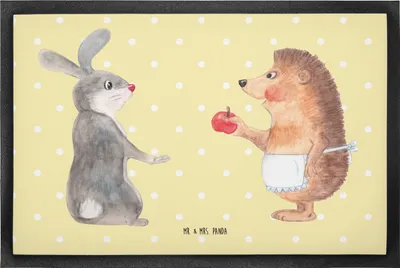 Produktbild von Mr. & Mrs. Panda Schuhabstreifer Hase Igel 50 x 75 cm - Gelb Pastell - Geschenk, fußmatte, Schmutzfangmatte, Lustige Sprüche, und, Liebe Spruch, Schmutzmatte, Trösten
