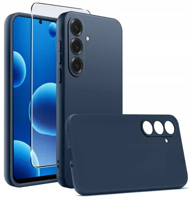 Zdjęcie produktu dla Etui Granatowe Matowe Silikon Slim do Samsung Galaxy A57 5G + SZKŁO 9H