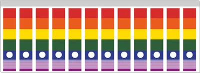 Produktbild von Wallario Ordnerrücken Sticker, selbstklebend für breite Ordner, 12 Stück, Motiv Regenbogen Flagge Fahne