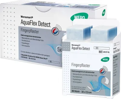 Produktbild von AquaFlex Detect Fingerpflaster, 16 x 2,5 cm, 5 x 30 Stk