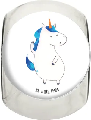 Produktbild von Mr. & Mrs. Panda Bonbonglas Einhorn Mann XL 2000ml - Weiß - Geschenk, Lebensmittelbehälter, Bonboniere, BFF, Unicorn, Vorratsdose, Party, Einhörner, Vorratsbehälter