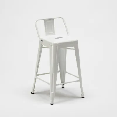 Produktbild von Barhocker im industrie stil aus metall mit rückenlehne Steel Top - Weiß