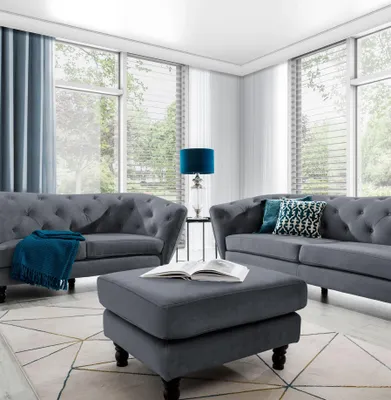 Produktbild von Polsterhocker Hocker Sitzhocker CHARLOTTE in Stoff Matt Velvet Anthrazit