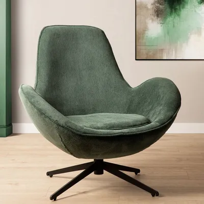 Produktbild von HOMLA Drehsessel LUNAIRE in TEDDY BOUCLÉ Stoff grün 86x76x87 cm