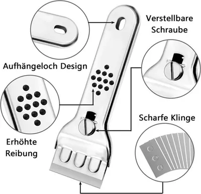 Glas-Schaber mit Ersatzklingen für keramische Kochfelder - Reinigung und Pflege von Kochfeldern - Küchenwerkzeug mit
