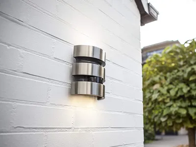 Produktbild von LUTEC Außenleuchte mit Bewegungsmelder, Up- & Downlight, LED, Maya, Edelstahl, Nickelfarbig, HxBxT 17,5x15x6,8 cm, IP44, 3000 K