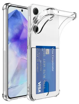 Produktbild von Geeignet für Samsung Galaxy A55 Telefon Fall mit Kartenhalter Transparentes Silikon TPU mit Bumper - Transparentes Silikon TPU Back Cover Case mit Cardslot - Smartphonica