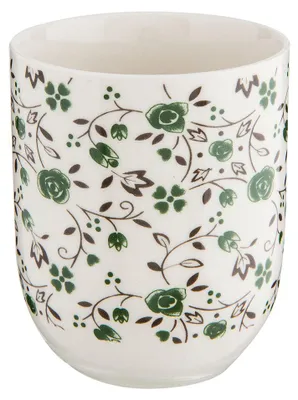 Obrázek produktu pro Clayre & Eef Hrnek 100 ml Bílý zelený porcelán Květiny