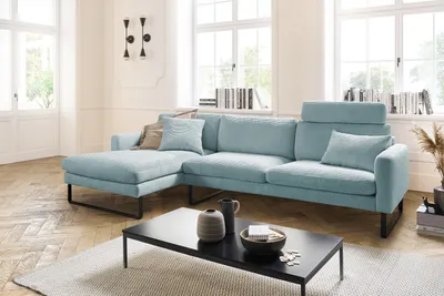 Produktbild von KAWOLA Sofa RICARDA Ecksofa Cord hellblau Recamiere links