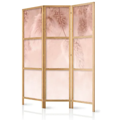 Produktbild von Paravent Gras 135x171 cm 3-teilig einseitig eleganter Sichtschutz Raumteiler Trennwand Raumtrenner Holz Design Motiv Deko Home Office Botanik Natur Ziergräserb-C-10081-bh-b