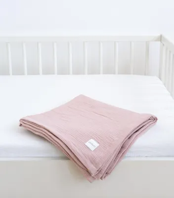 Produktbild von Musselin Babydecke 95x95 cm ROSA – EINLAGIG 100% Baumwolle