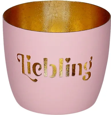 Produktbild von Gift Company Windlicht Madras M, Liebling, Teelichthalter, Kerzenhalter, Eisen, Rosa / Gold, H 8.5 cm, 1211504012