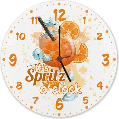 Produktbild von Cocktail Wanduhr aus Alu mit Spruch It's Spritz o'clock