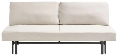 Produktbild von BELIANI 3-Sitzer Sofa Cremeweiß Stoff Gesteppt mit Schlaffunktion Schwarze Metallbeine ohne Armlehnen Modernes Design Wohnzimmer Schlafsofa