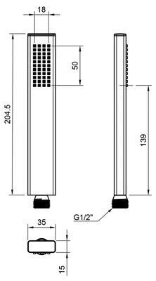 Produktbild von PaulGurkes Handbrause aus Messing flach eckig Stabbrause