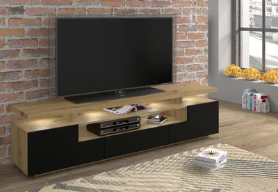 Zdjęcie produktu dla Homlando szafka RTV Eva 180 cm dąb artisan, czarny mat