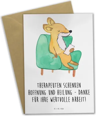 Produktbild von Mr. & Mrs. Panda Grußkarte Therapeut Dankeschön - Weiß - Geschenk, Danke sagen, einladungskarten, Anerkennung, Unterstützung, Dankbarkeit, glückwunschkarten, osterkarten