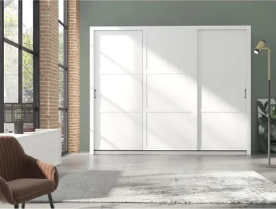 Produktbild von Kleiderschrank FRAMA 255cm Weiß Schiebetürenschrank