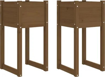 Productafbeelding van vidaXL Plantenbakken, 2 stuks, honingbruin, 40x40x81 cm, massief grenenhout